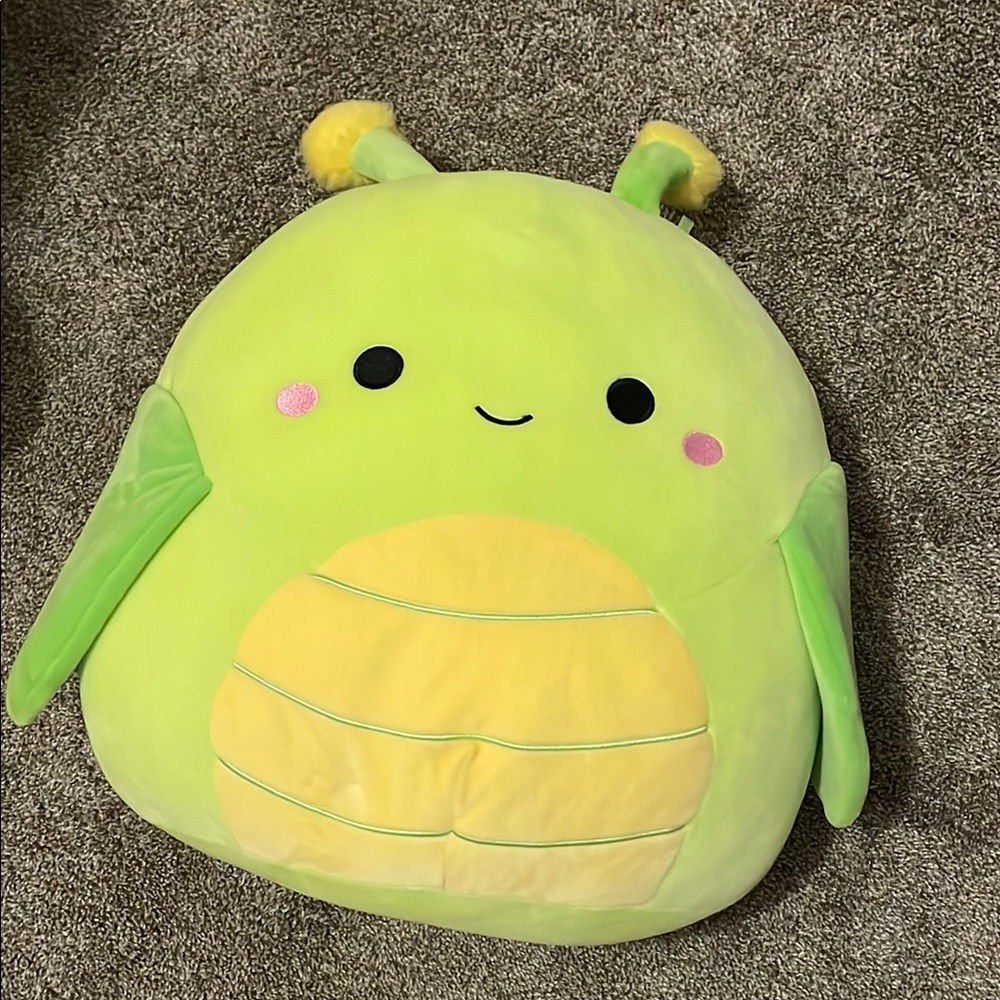 Squishmallows Green and Yellow grasshopper.
